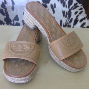 Tory Burch Tan Leather Mule Sandals Sz 8